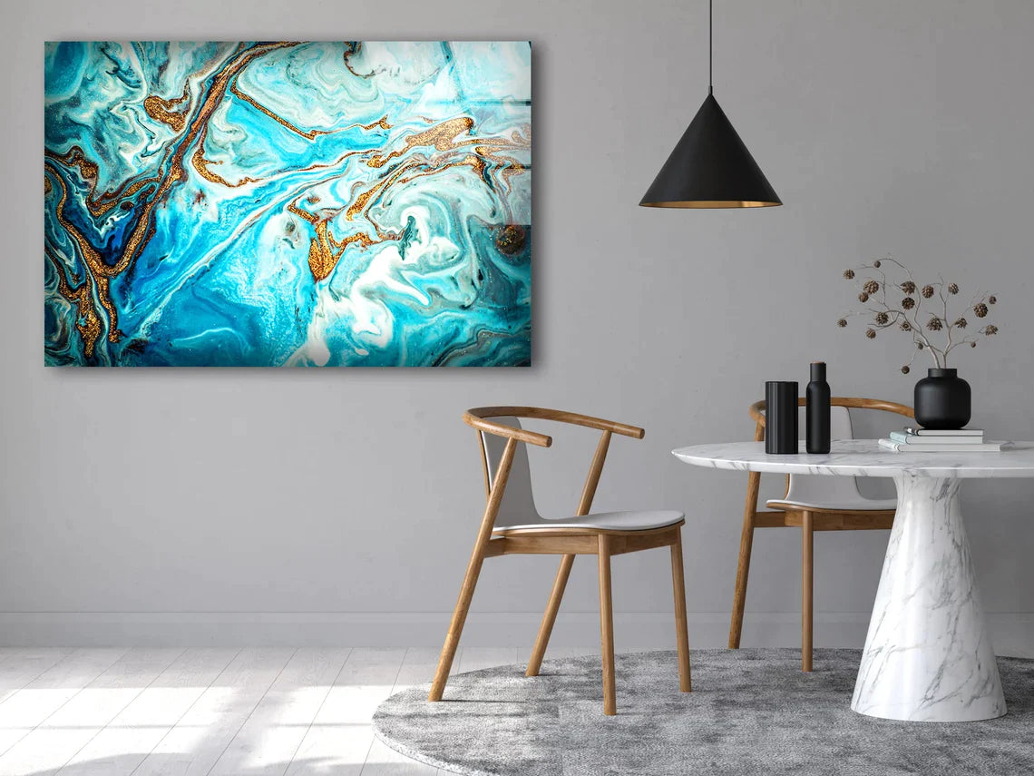 Gold & Black Abstract UV Direct Aluminum Print Australian Made Quality