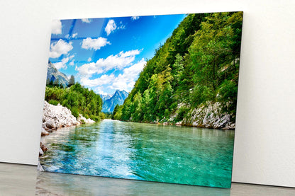 Oca River And Alps Mountain View  Acrylic Glass Print Tempered Glass Wall Art 100% Made in Australia Ready to Hang