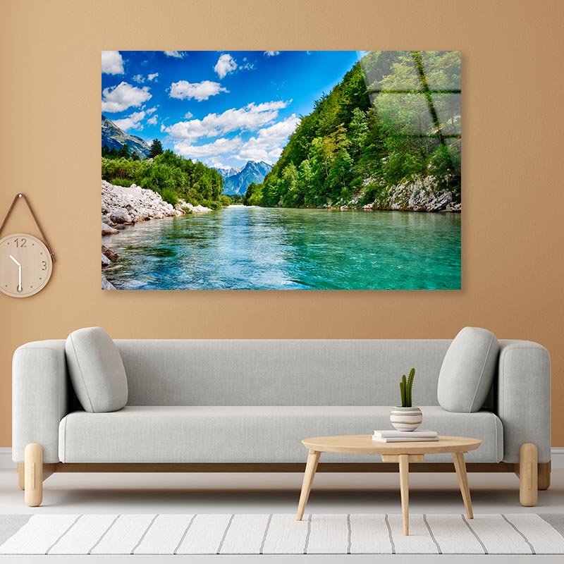 Oca River And Alps Mountain View  Acrylic Glass Print Tempered Glass Wall Art 100% Made in Australia Ready to Hang