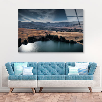 A Serene Lake Nestled Among Hills Acrylic Glass Print Tempered Glass Wall Art 100% Made in Australia Ready to Hang