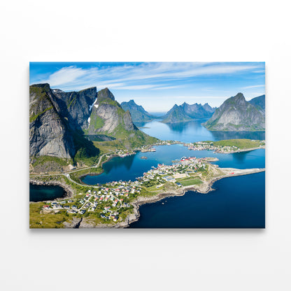 A Scenic View of Lofoten on the Water with Mountains Print 100% Australian Made