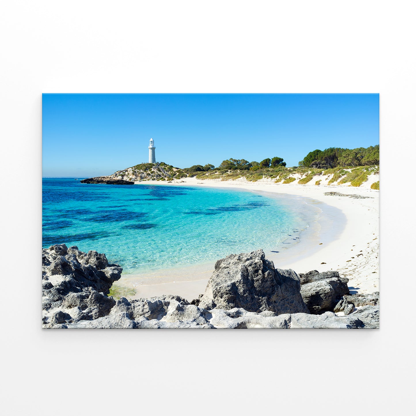 Rottnest Island Western Australia Pinky Beach and Bathurst Lighthouse Wall Art Decor 100% Australian Made