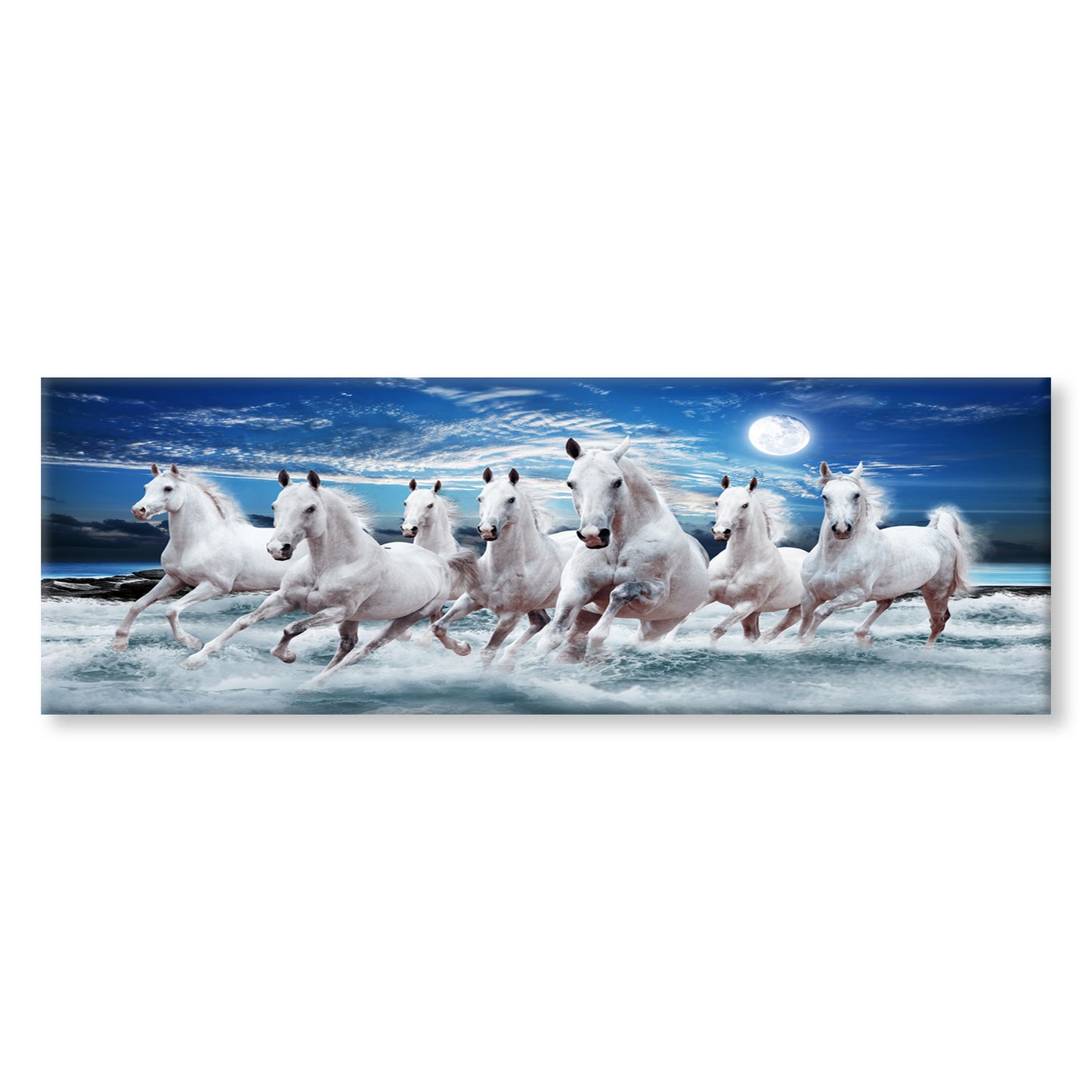 Panoramic Canvas Horses Running High Quality 100% Australian Made Wall Canvas Print Ready to Hang