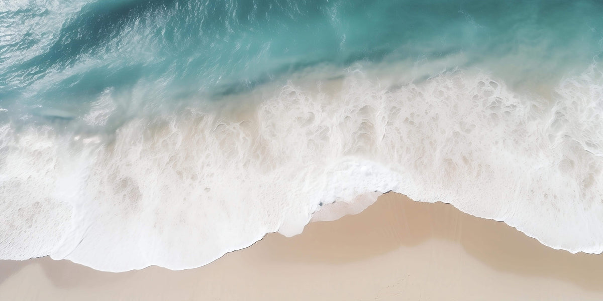 Pastel Blue White Ocean Wave Beach Wall Art Canvas Office Home Framed 120x60cm