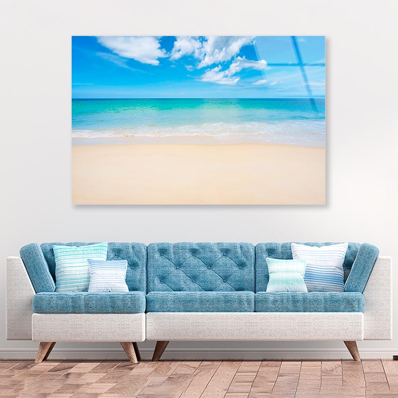 Sandy Beach with Blue Sky in Phuket Island Thailand Acrylic Glass Print Tempered Glass Wall Art 100% Made in Australia Ready to Hang