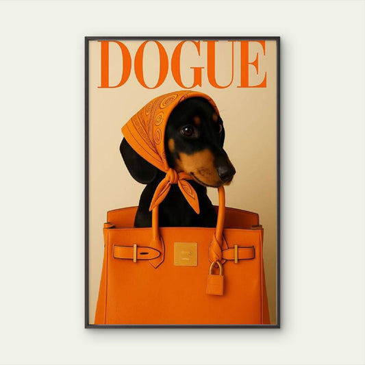 DOGUE Dapper Dog with Orange Handbag Fashion Home Decor Premium Quality Poster Print Choose Your Sizes