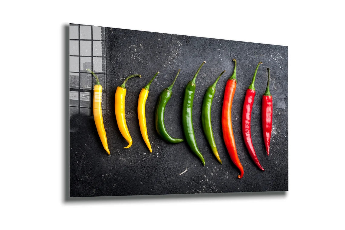 Yellow Green Red Pepper UV Direct Aluminum Print Australian Made Quality