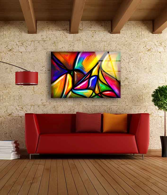 Yellow Blue Pink Art UV Direct Aluminum Print Australian Made Quality