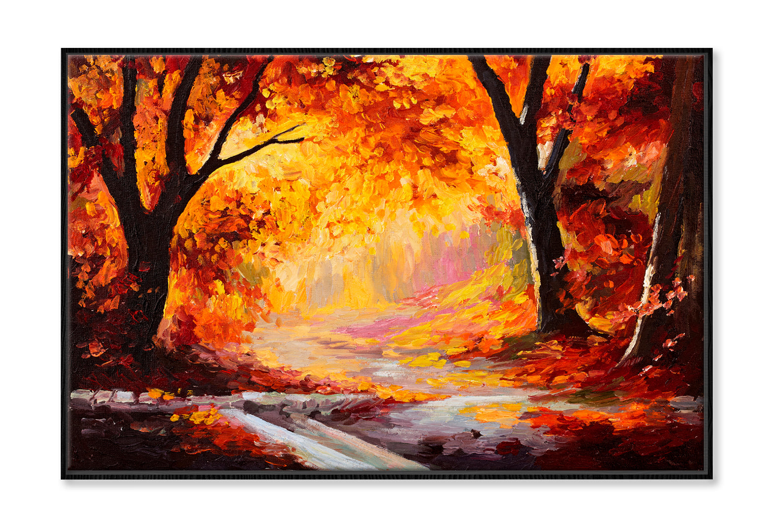 Autumn Forest Oil Painting Wall Art Limited Edition High Quality Print Canvas Box Framed Black