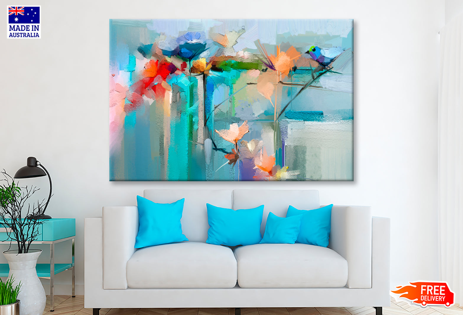 Bird & Spring Flower Oil Painting Wall Art Limited Edition High Quality Print