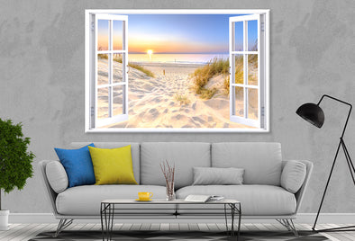 Sunset Beach with Window Stunning Design Print 100% Australian Made