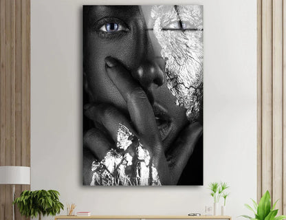 Black Silver Girl Face UV Direct Aluminum Print Australian Made Quality