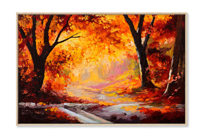 Autumn Forest Oil Painting Wall Art Limited Edition High Quality Print Canvas Box Framed Natural