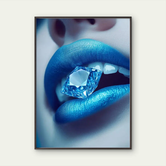 Modern Vintage Blue Diamond Lips Fashion Home Decor Premium Quality Poster Print Choose Your Sizes