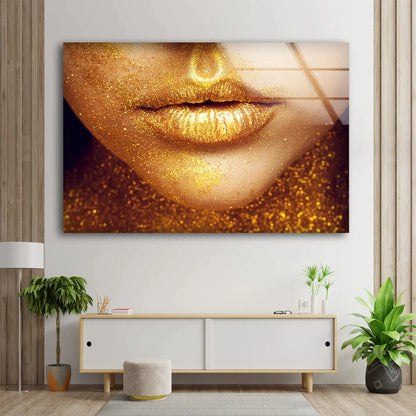 Girl Face Gold Makeup UV Direct Aluminum Print Australian Made Quality