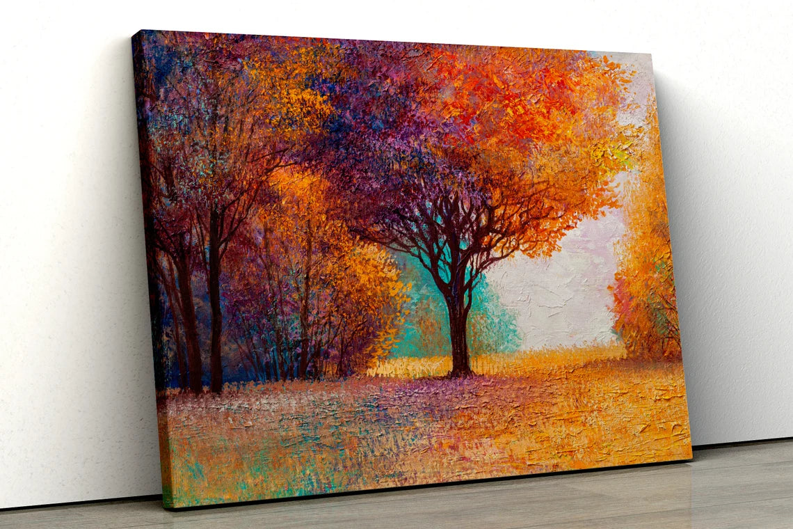 Multicolored abstract autumn trees oil painting UV Direct Aluminum Print Australian Made Quality