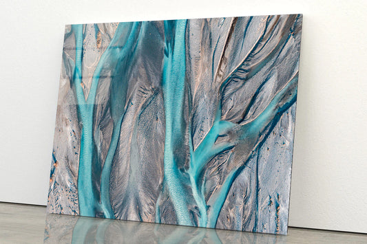 Blue Braided River in New Zealand Acrylic Glass Print Tempered Glass Wall Art 100% Made in Australia Ready to Hang