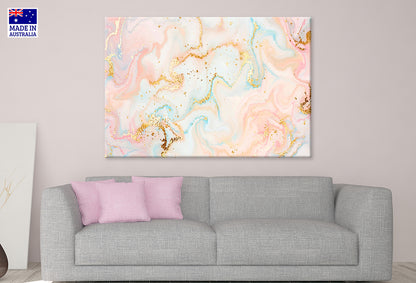 Pink Blue Abstract Stone with Gold Glitter Splatter Wall Art Decor 100% Australian Made
