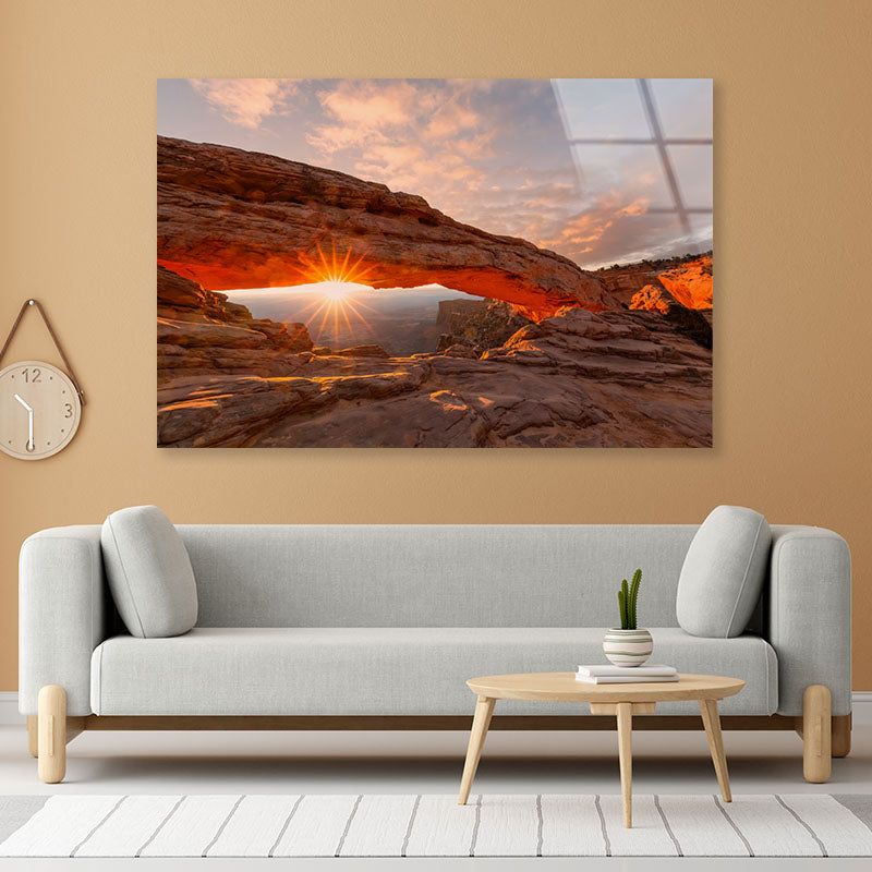 Sunrise at Mesa Arch Acrylic Glass Print Tempered Glass Wall Art 100% Made in Australia Ready to Hang