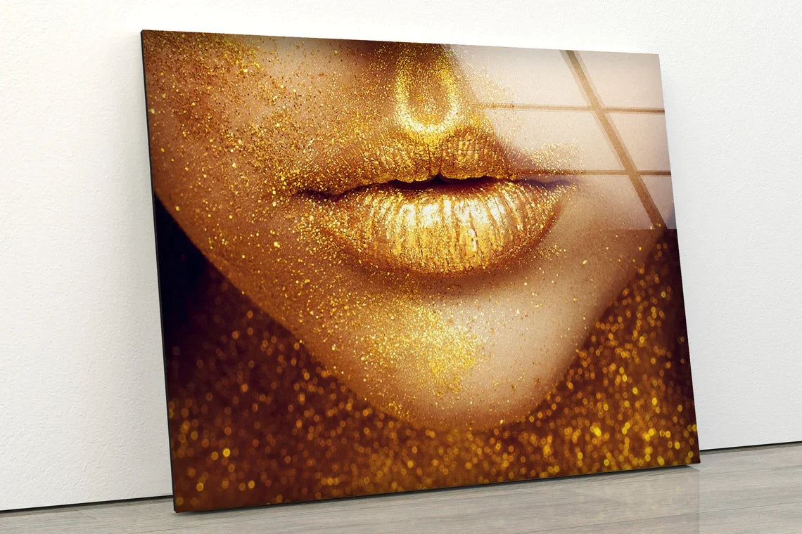 Girl Face Gold Makeup UV Direct Aluminum Print Australian Made Quality