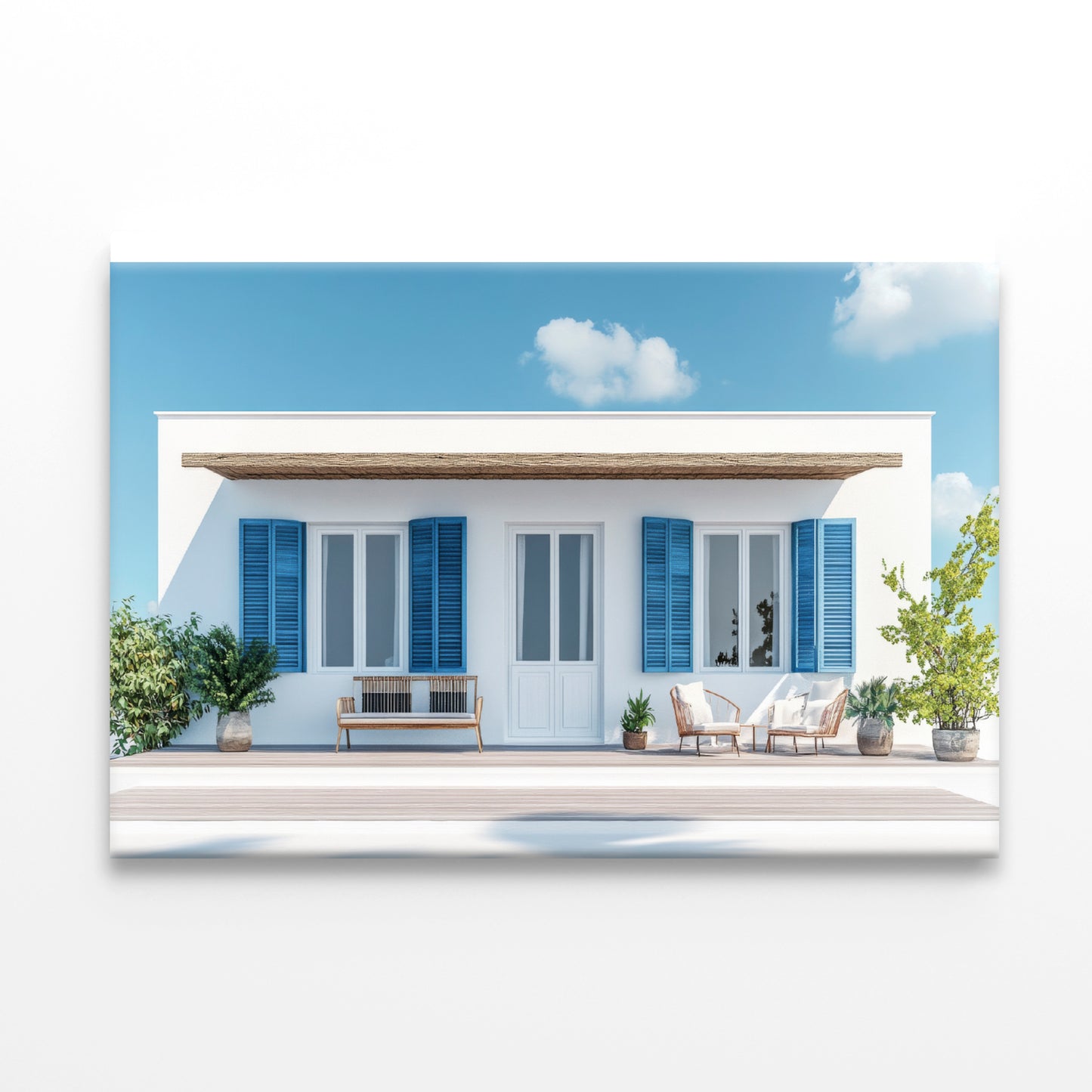 A White House with Blue Shutters Print 100% Australian Made