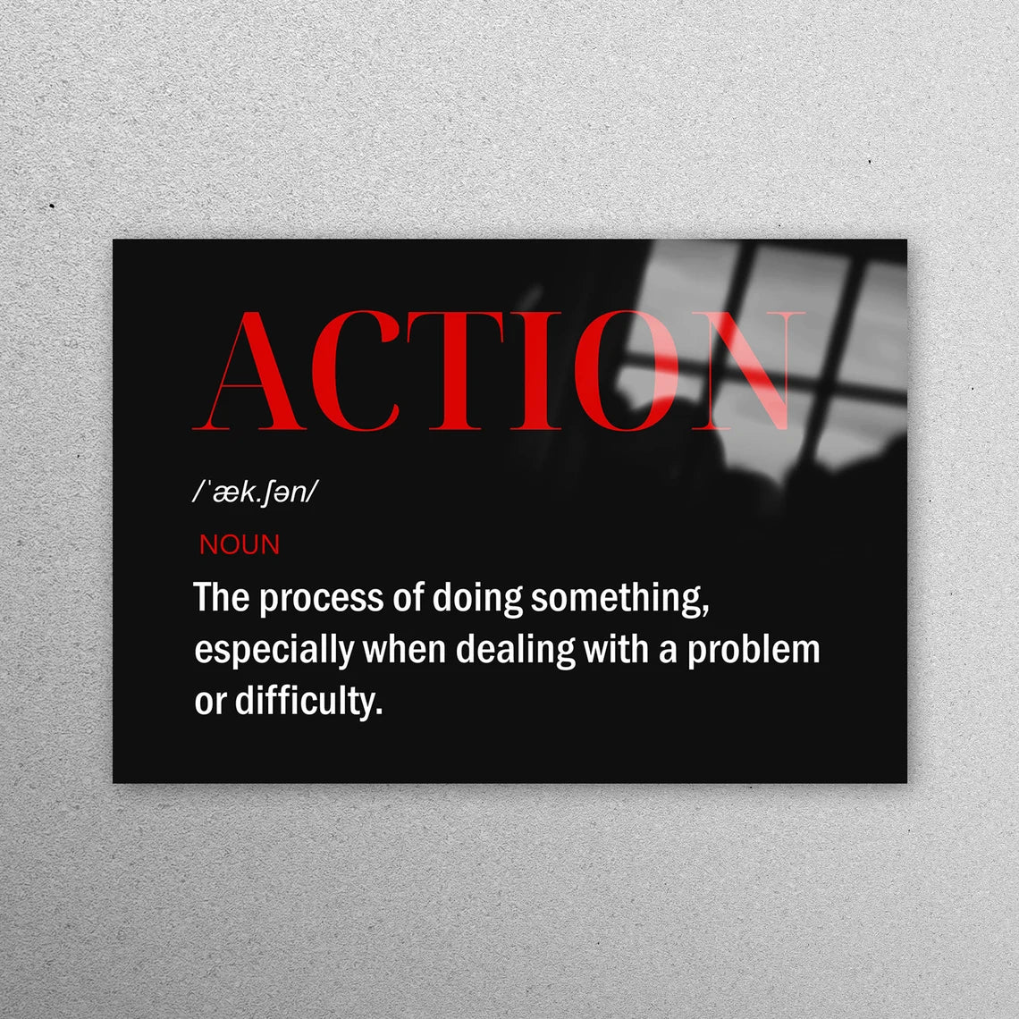 Action Definition Wall Art Acrylic Glass Print Tempered Glass Wall Art 100% Made in Australia Ready to Hang