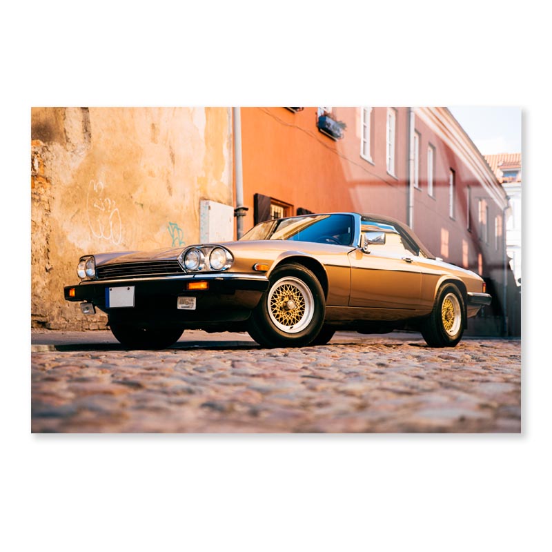 Car Parked on A Cobblestone Street Acrylic Glass Print Tempered Glass Wall Art 100% Made in Australia Ready to Hang