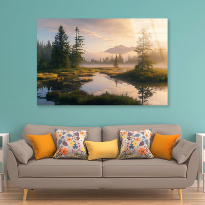 View at Heather Meadow with Mountains Acrylic Glass Print Tempered Glass Wall Art 100% Made in Australia Ready to Hang