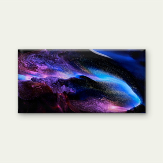 Blue Purple Fluid Abstract Swirl Wall Art Canvas Office Home Room Framed 120x60cm