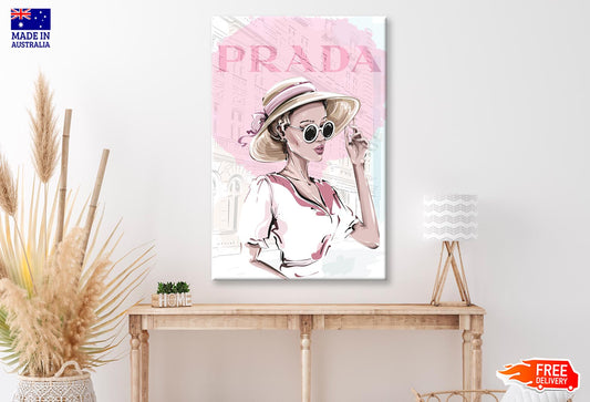 Pink Lady With Hat Fashion Store Wall Art Limited Edition High Quality Print