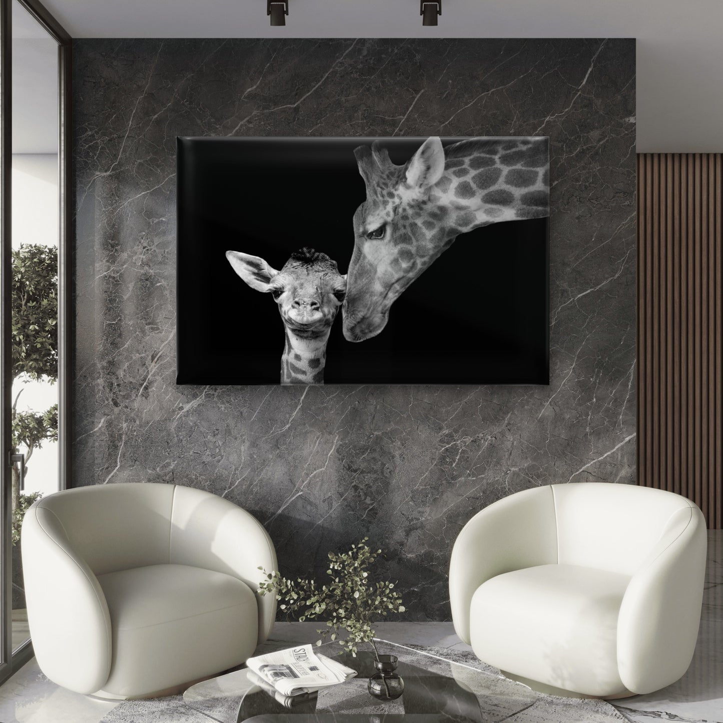 Mother and Baby Giraffe Africa Wall Art Decor 100% Australian Made