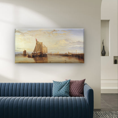 Classic Tall Sailboat Harbor Maritime Painting Wall Art Canvas Office Home Framed 120x60cm