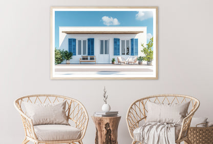 A White House with Blue Shutters Home Decor Premium Quality Poster Print Choose Your Sizes