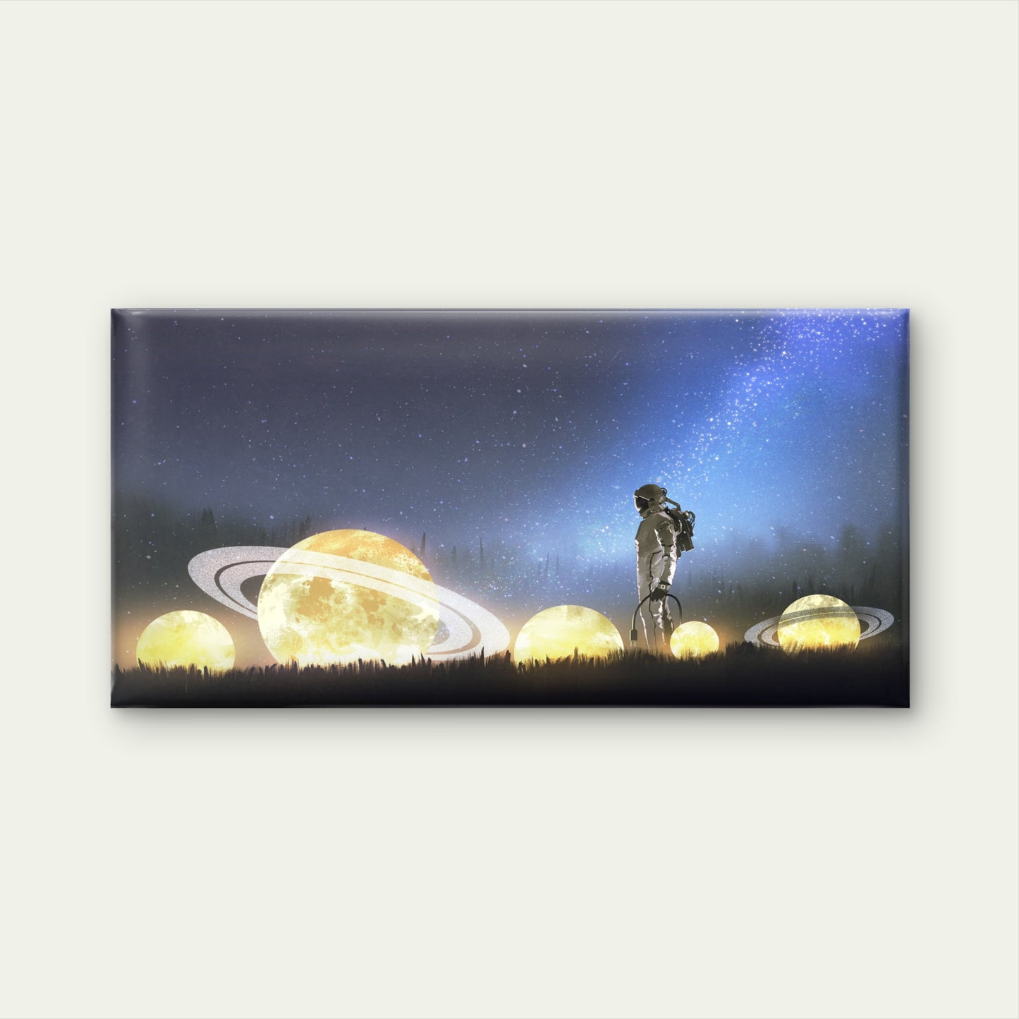 Astronaut Space Galaxy Scene Wall Art Canvas Office Home Room Framed 120x60cm