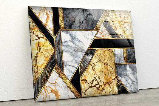 Gold Black White Marble UV Direct Aluminum Print Australian Made Quality