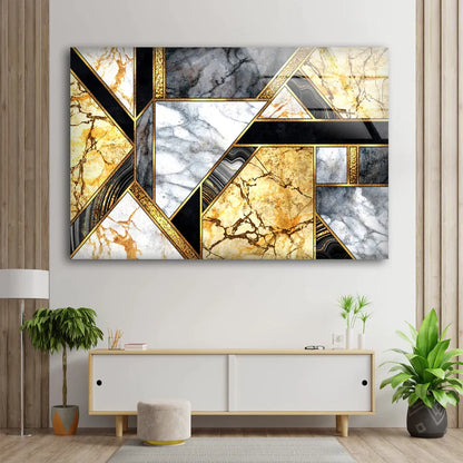 Gold Black White Marble UV Direct Aluminum Print Australian Made Quality