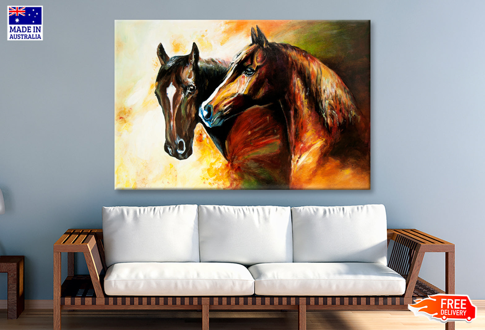 A Pair Of Horses Oil Painting Wall Art Limited Edition High Quality Print