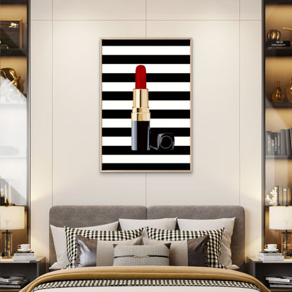 Red Lipstick with Black and White Stripes Art Fashion Home Decor Premium Quality Poster Print Choose Your Sizes