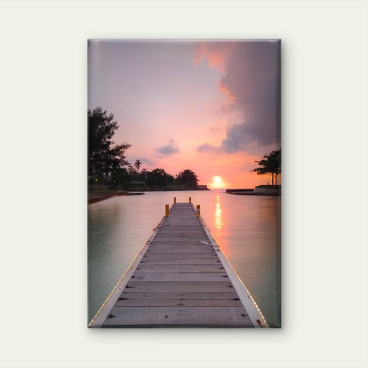 Tropical Pier Sunset Leading Into the Ocean at Sunset Wall Art Decor 100% Australian Made