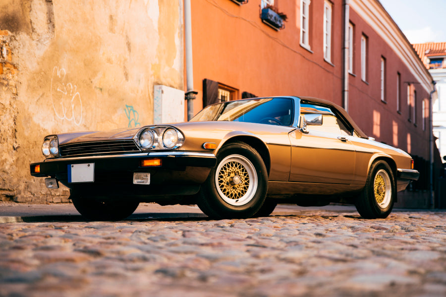 Car Parked on A Cobblestone Street Wall Art Decor 100% Australian Made