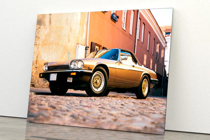 Car Parked on A Cobblestone Street Acrylic Glass Print Tempered Glass Wall Art 100% Made in Australia Ready to Hang