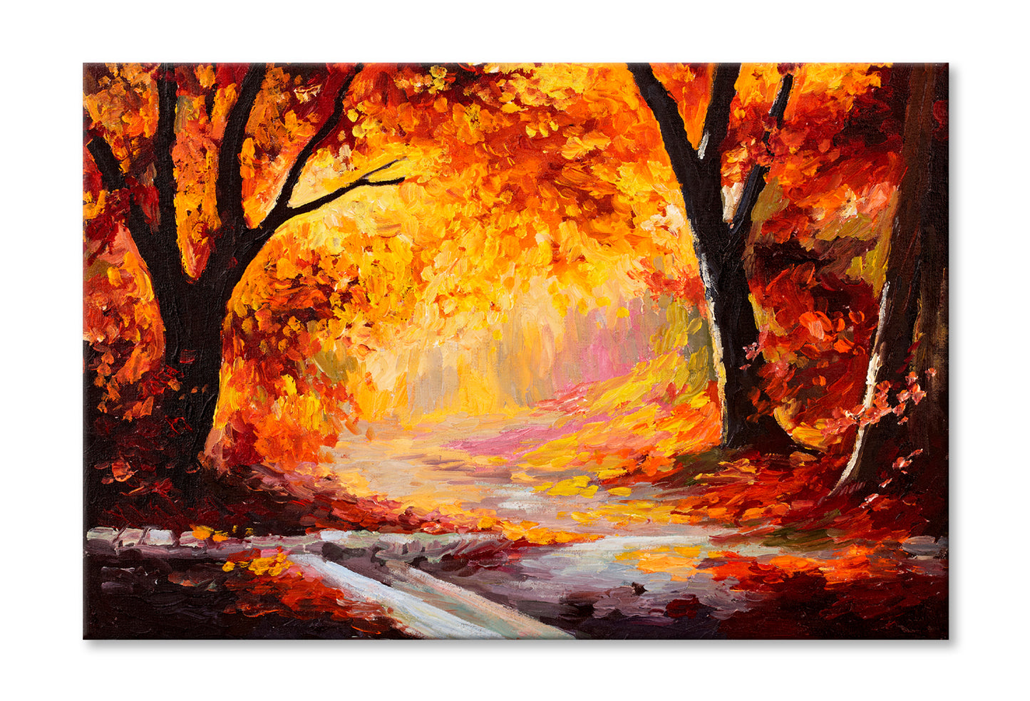 Autumn Forest Oil Painting Wall Art Limited Edition High Quality Print Stretched Canvas None