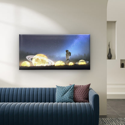 Astronaut Space Galaxy Scene Wall Art Canvas Office Home Room Framed 120x60cm