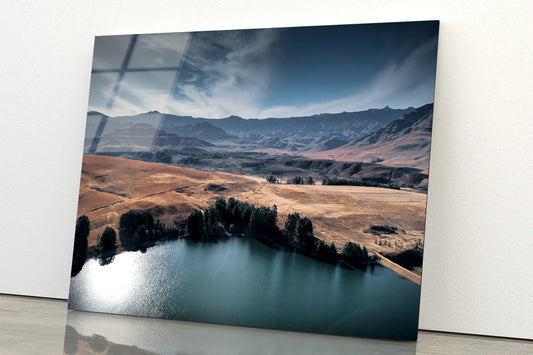 A Serene Lake Nestled Among Hills Acrylic Glass Print Tempered Glass Wall Art 100% Made in Australia Ready to Hang