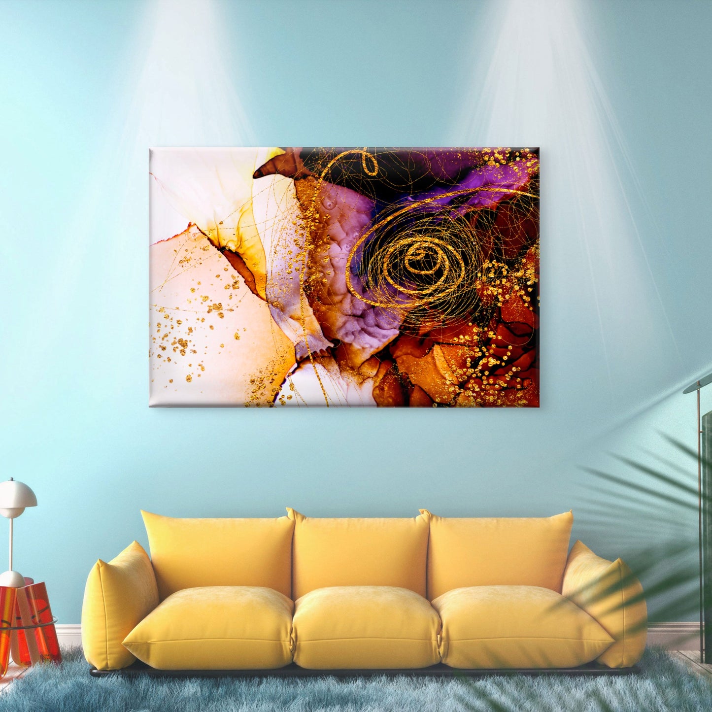 Purple Gold Glitter Alcohol Abstract Wall Art Decor 100% Australian Made - Bella Home Decor