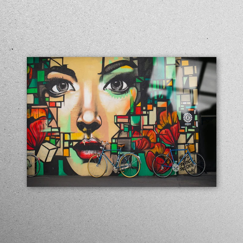 Woman Graffiti Wall Art Acrylic Glass Print Tempered Glass Wall Art 100% Made in Australia Ready to Hang