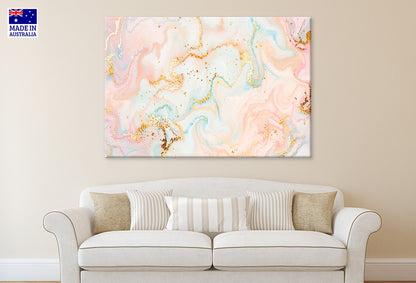 Pink Blue Abstract Stone with Gold Glitter Splatter Wall Art Decor 100% Australian Made