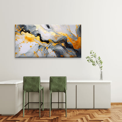 Gold White Marble Texture Wall Art Canvas Office Home Room Framed 120x60cm