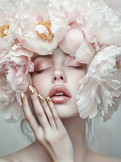 Elegant Neutral Pink Floral Crown Woman Fashion Home Decor Premium Quality Poster Print Choose Your Sizes