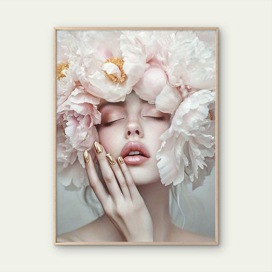 Elegant Neutral Pink Floral Crown Woman Fashion Home Decor Premium Quality Poster Print Choose Your Sizes